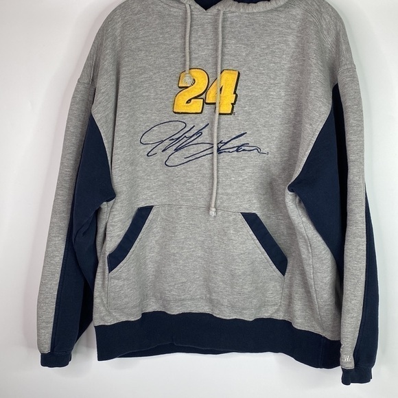 Vintage Chase Authentics NASCAR Jeff Gordon Grey Hooded Sweatshirt Large - Picture 3 of 10